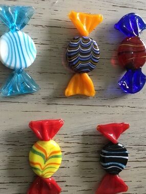 Murano Style Glass Round Flat Candy